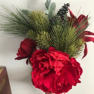 Pier 1 Mixed silk floral arrangement Holiday Red